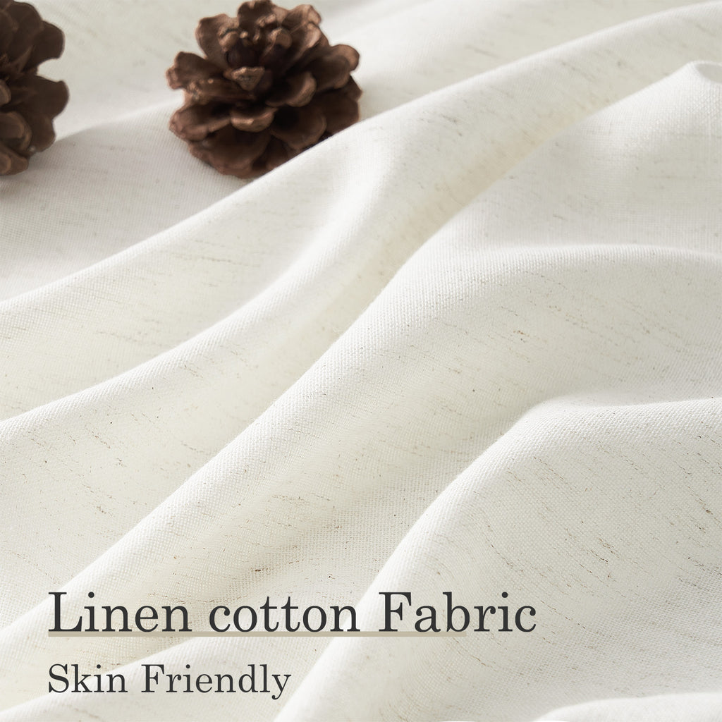 Jainmy Classic Flax Linen Blend Semi Sheer Curtains, Back Tab Drapes for Living Room Bedroom Dining Farmhouse,  2 Panels