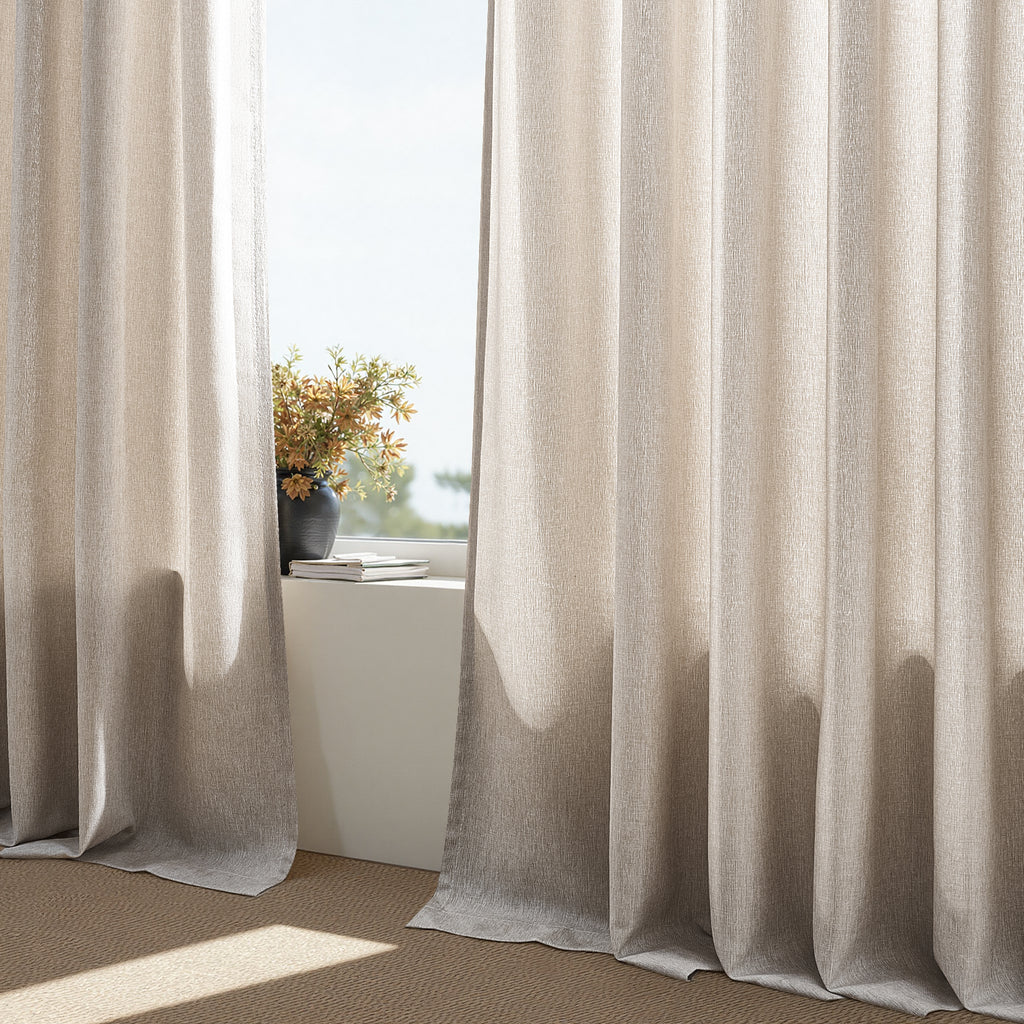 Jainmy Pinch Pleated Curtains for Bedroom Living Room, Light Filtering Farmhouse Drapes with Hooks Memory Trained Pleated Semi Sheer Curtain,2 Panels