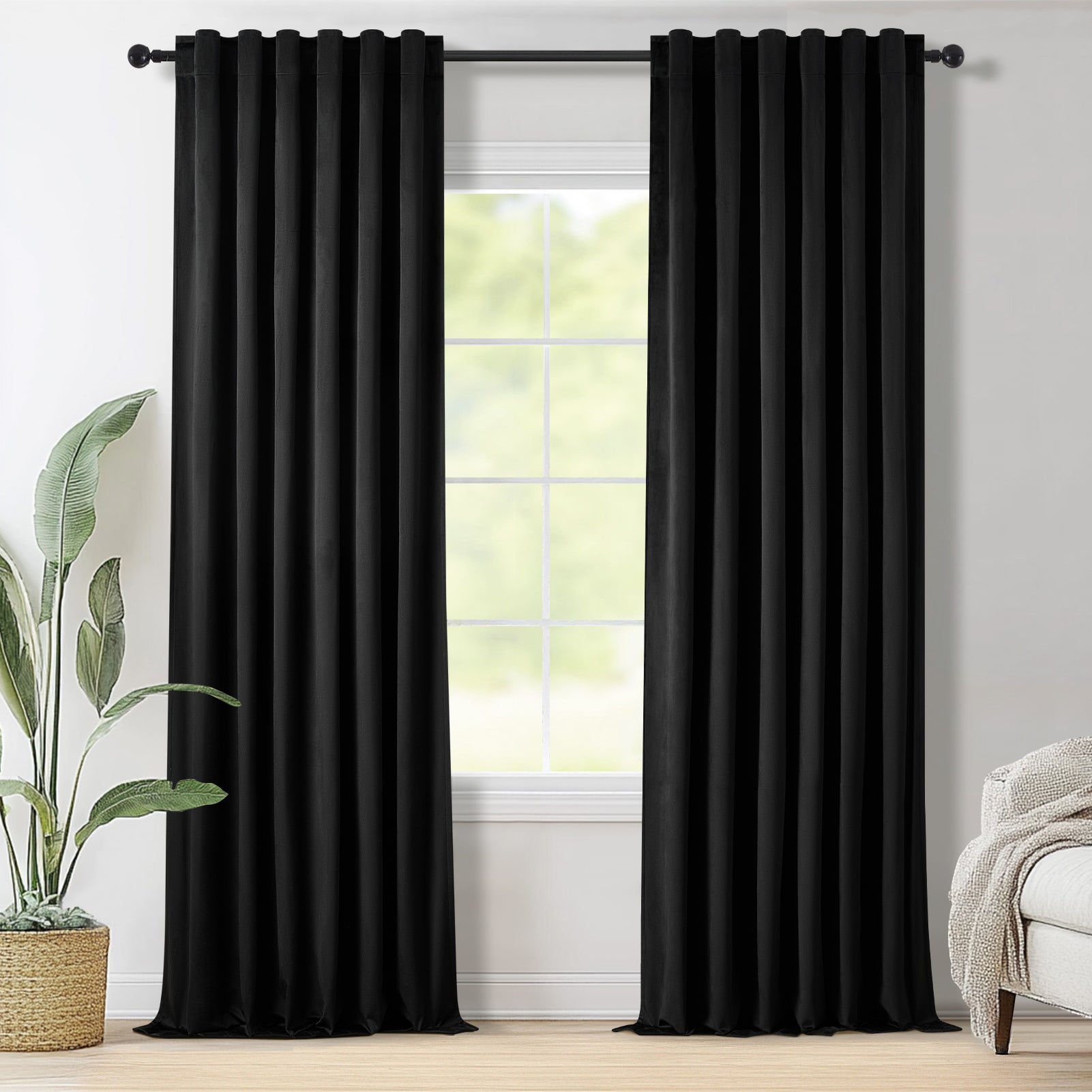 Jainmy Velvet Curtains for Living Room Bedroom Soft Room Darkening Thermal Insulated Back Tab Curtains Drapes,2 Panels