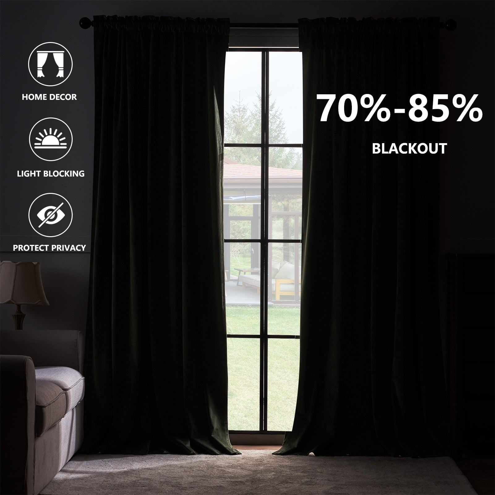 Jainmy Velvet Curtains 84 Inches for Living Room Bedroom Soft Room Darkening Thermal Insulated Back Tab Curtains Drapes,2 Panels