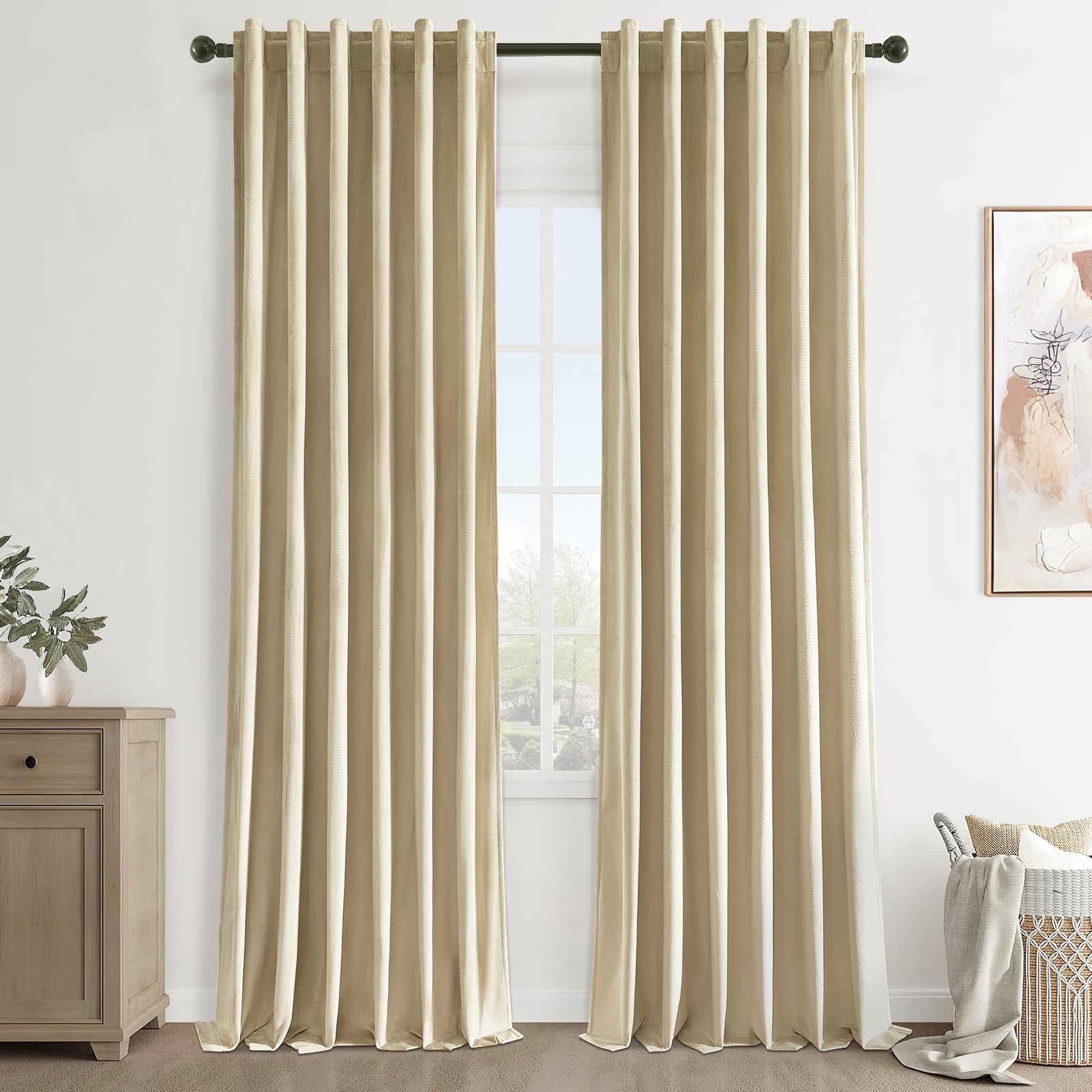 Jainmy Velvet Curtains 84 Inches for Living Room Bedroom Soft Room Darkening Thermal Insulated Back Tab Curtains Drapes,2 Panels