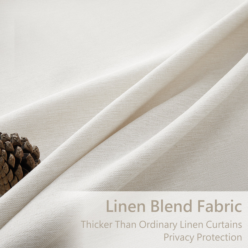 Jainmy Linen-Look Semi-Sheer Curtains, Back Tab Drapes with Hooks Hooks Living Room Bedroom ,Set of 2 Panels