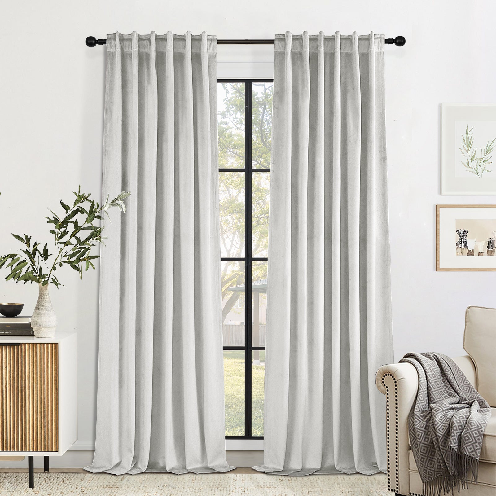Jainmy Velvet Curtains for Living Room Bedroom Soft Room Darkening Thermal Insulated Back Tab Curtains Drapes,2 Panels