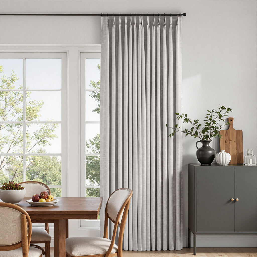 Jainmy Total Blackout Pinch Pleated Curtain for Livingroom Bedroom,Faux Linen Light Blocking Room Darkening Drapes,2 Panels Set