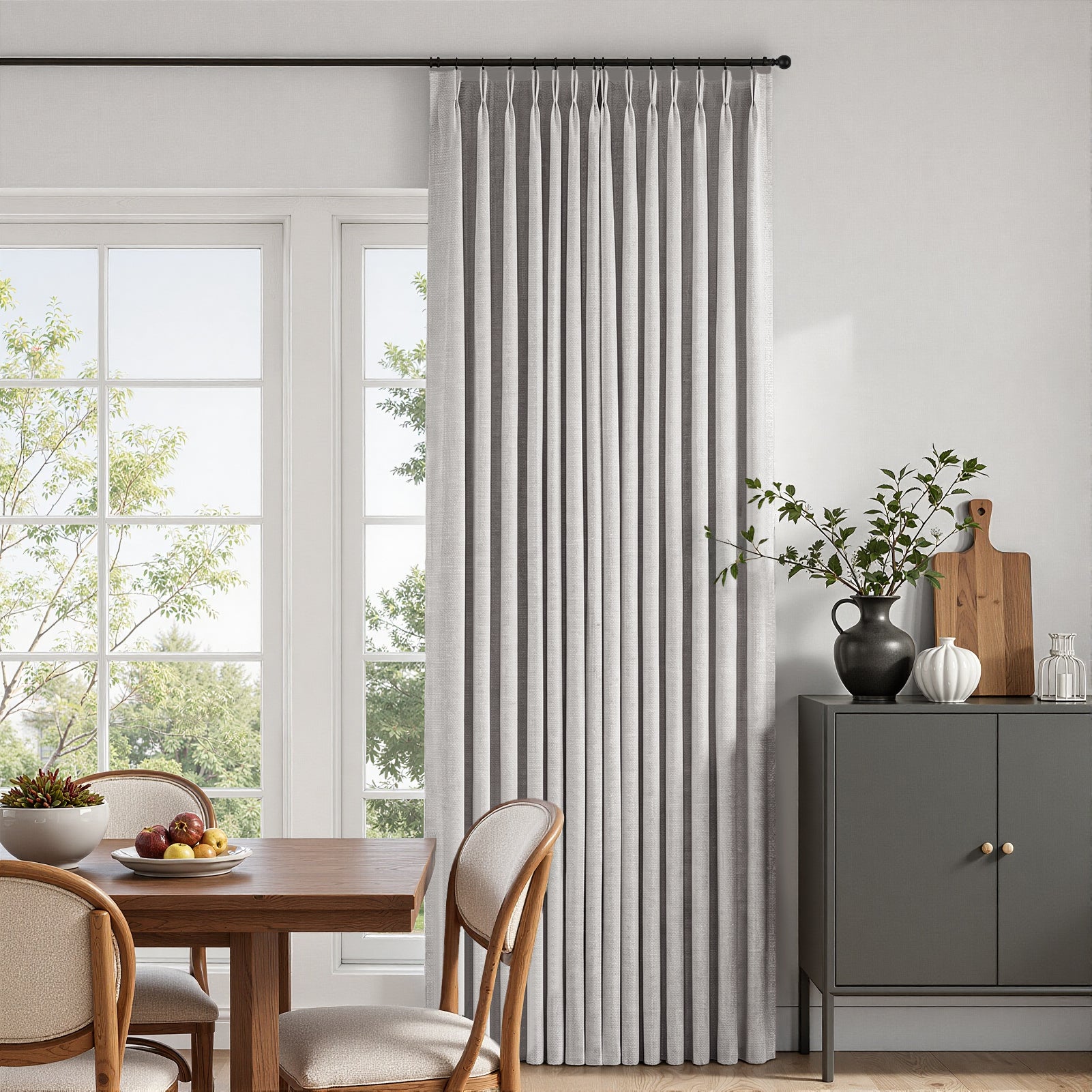 Jainmy Total Blackout Pinch Pleated Curtain for Livingroom Bedroom,Faux Linen Light Blocking Room Darkening Drapes,2 Panels Set