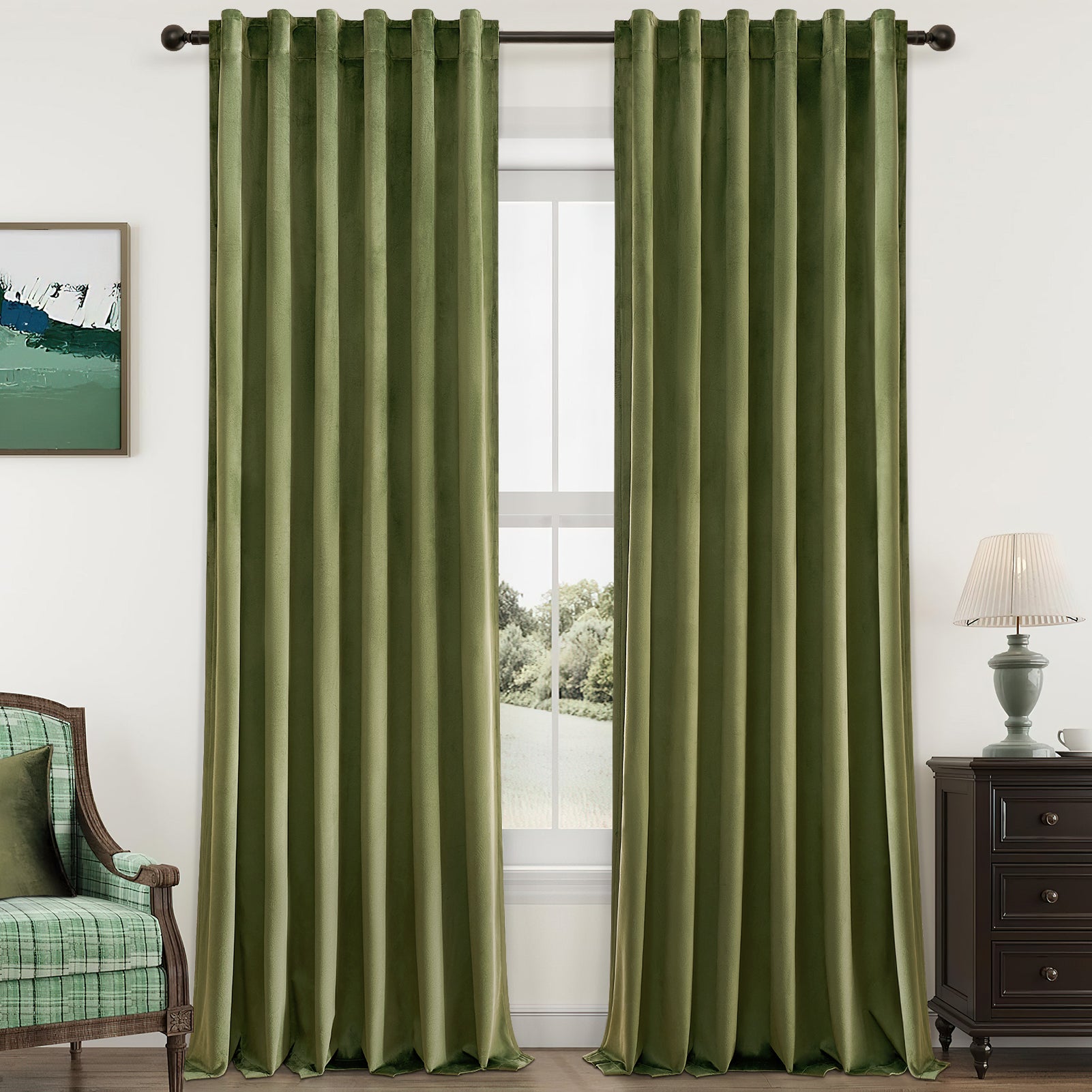 Jainmy Velvet Curtains for Living Room Bedroom Soft Room Darkening Thermal Insulated Back Tab Curtains Drapes,2 Panels